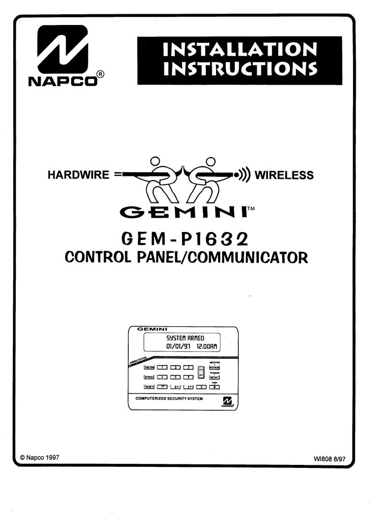 3 Mb 9th Apr 2016 Napco Gemini P1632 Install Manualzz