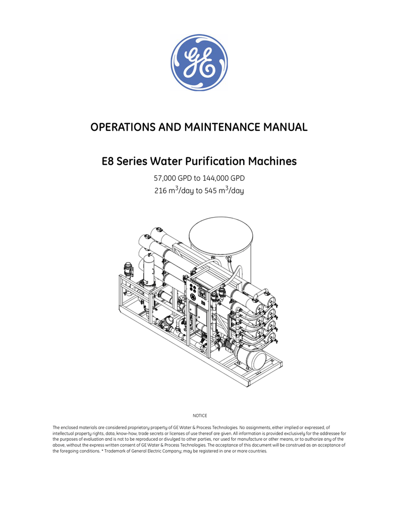 OPERATIONS AND MAINTENANCE MANUAL E8 Series Water Manualzz