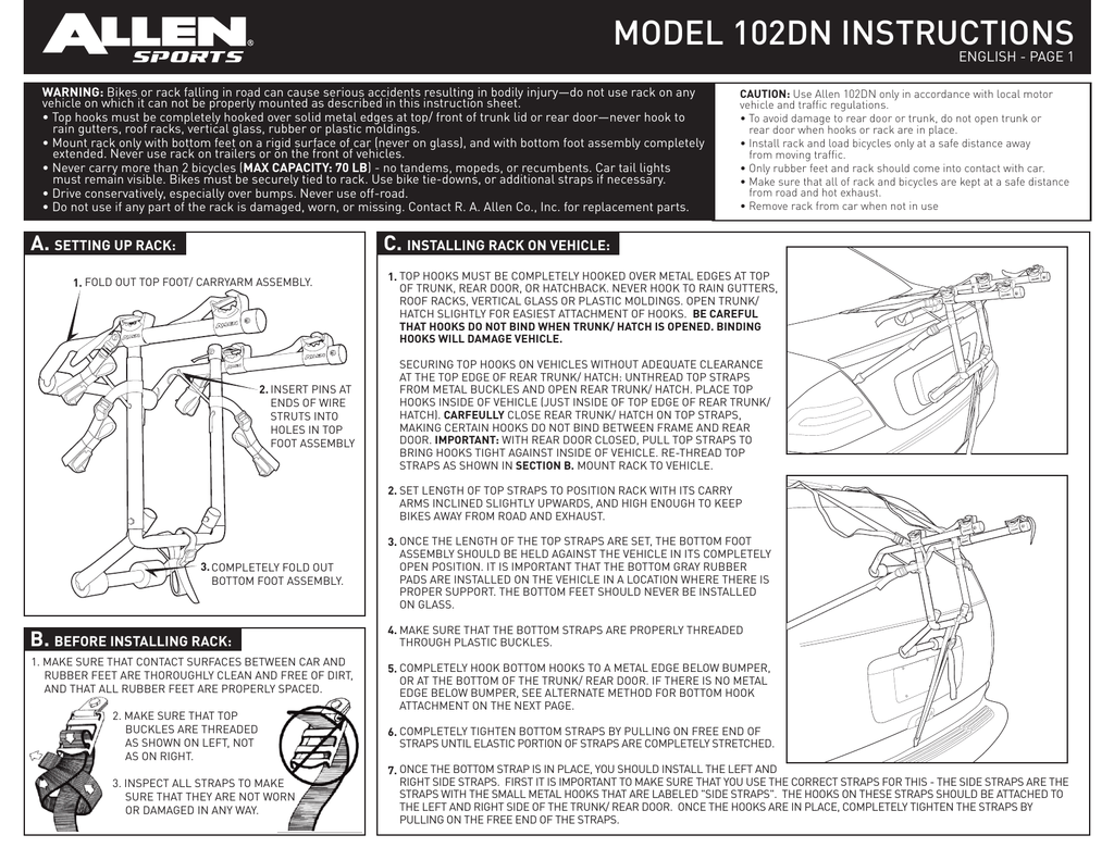 allen 102dn bike rack installation suv