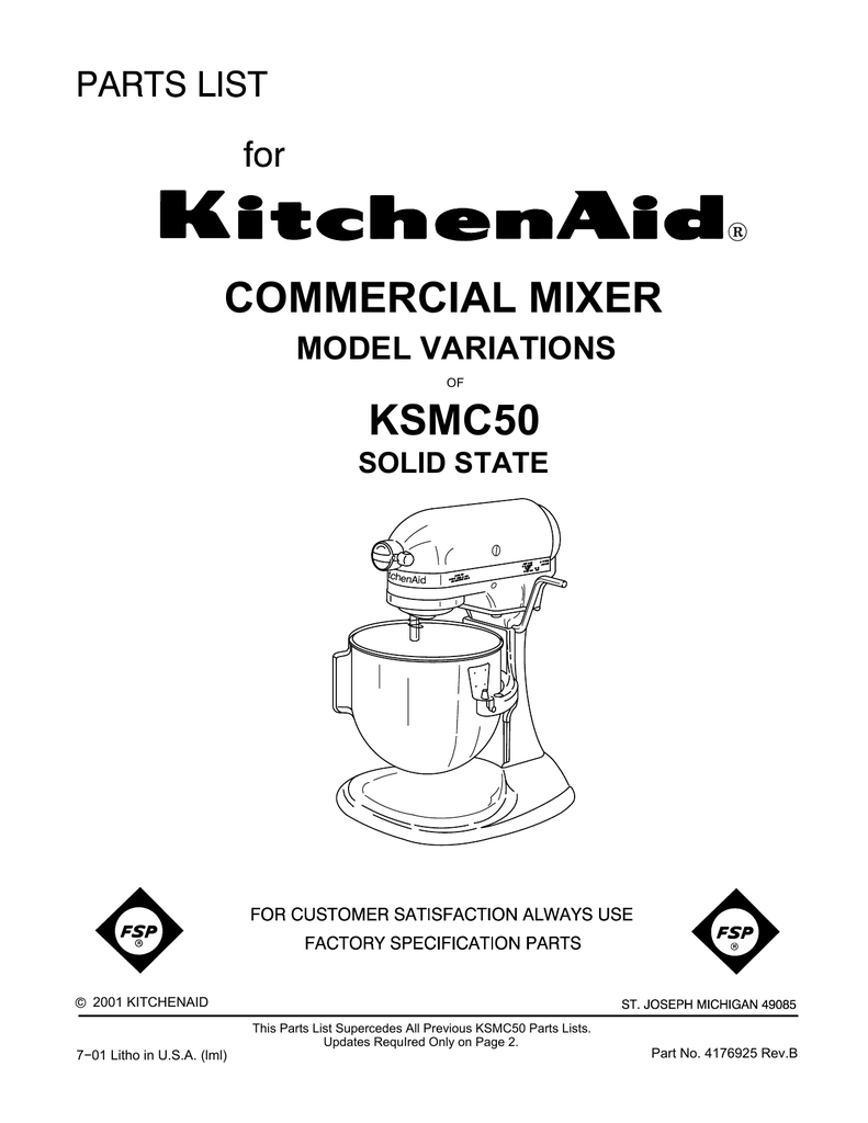 KitchenAid KSMC50 - Commercial Mixer 