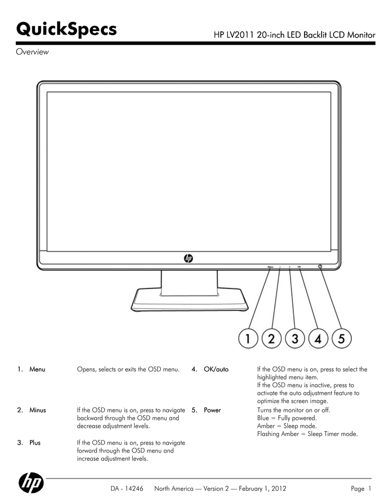 HP LV2011 20-inch LED Backlit LCD 