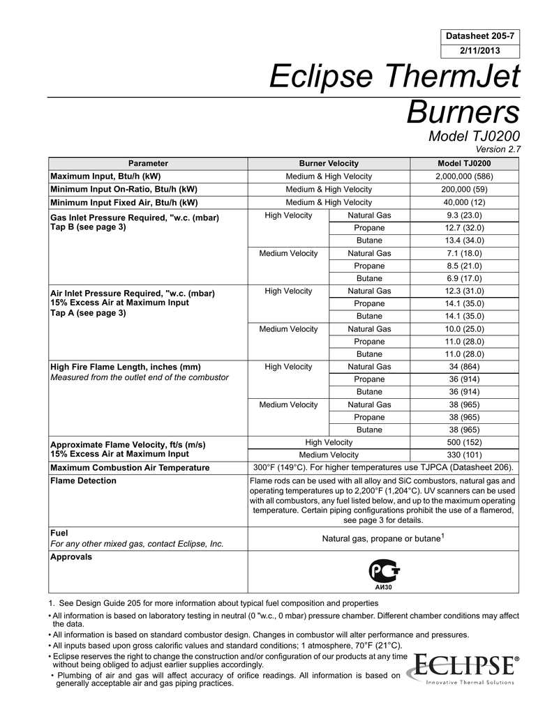 Eclipse ThermJet Burners Manualzz