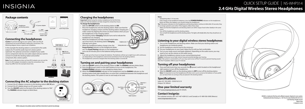 Insignia digital wireless headphones user manual hot sale