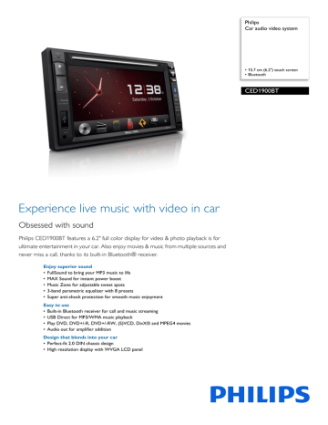 CED1900BT/12 Philips Car audio video system | Manualzz
