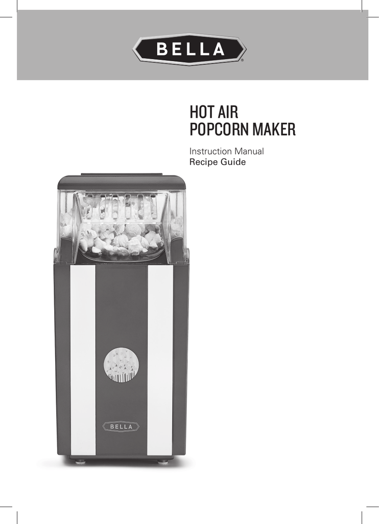 Bella Popcorn Popper Instruction manual