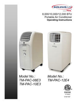 Soleus Air TM-PAC-12E4 - Operating instructions, Owner's manual, User