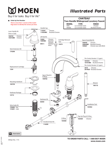 Moen 4945 Chateau 8 In. Widespread 2-handle Low-arc Bathroom Faucet In 