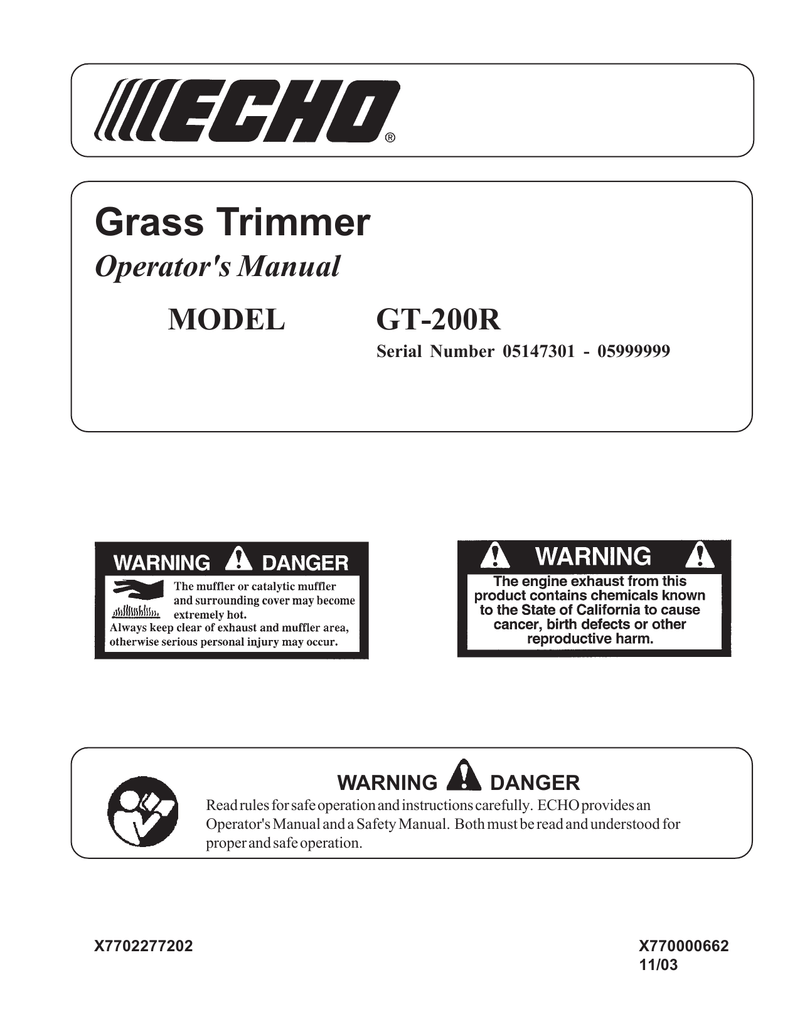 Grass Trimmer Manual