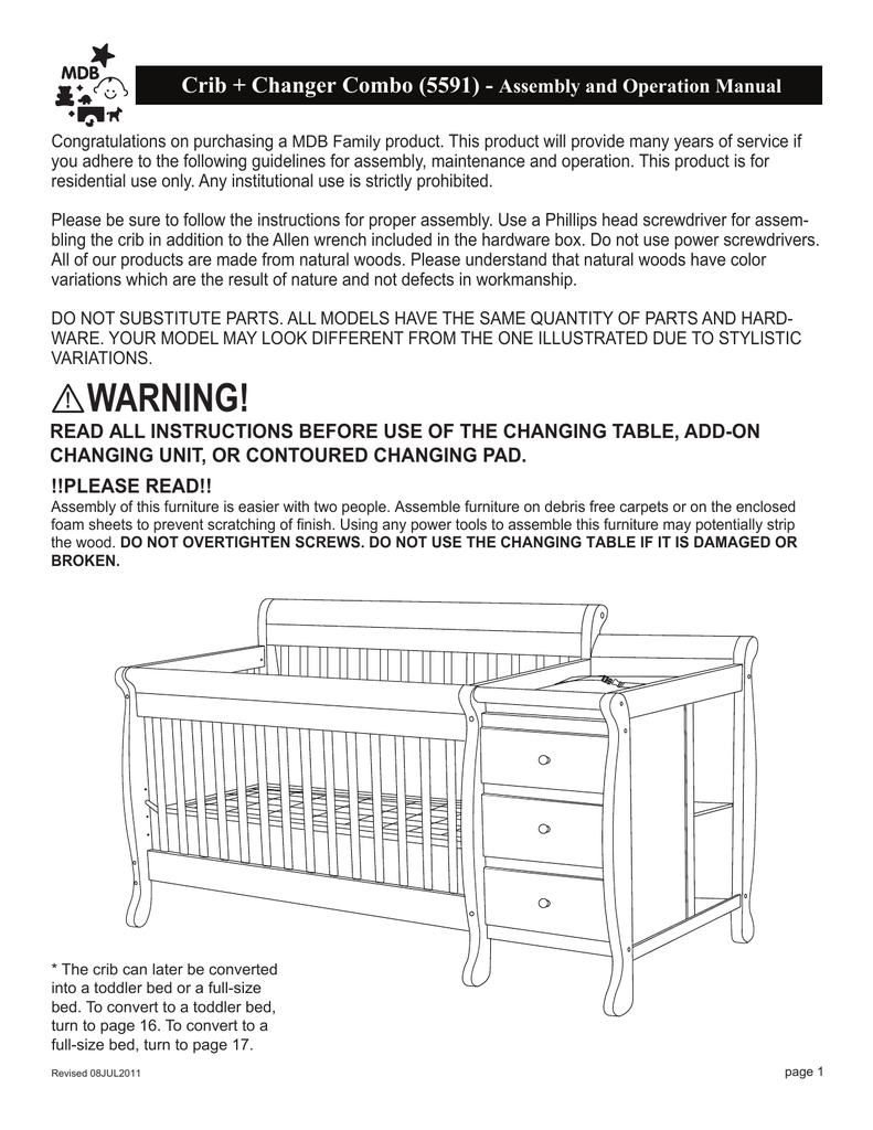 delta 4 in 1 crib with changing table instructions