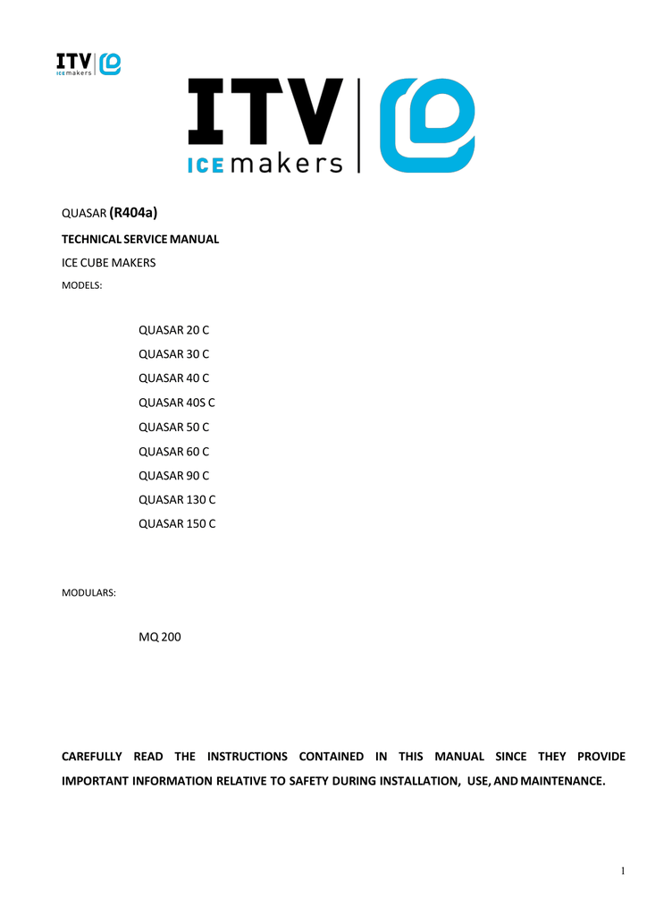 Quasar R404a Itv Ice Makers Manualzz