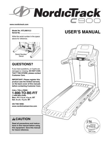 NordicTrack NTL99010.3 - C900 User's Manual | Manualzz