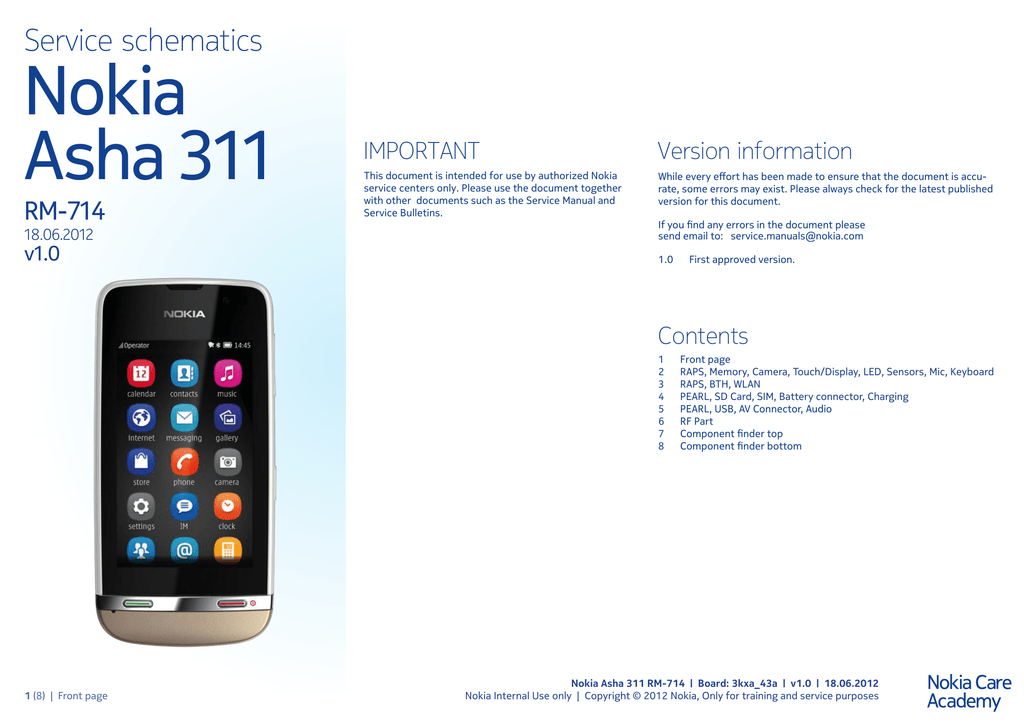 Nokia Asha 311 Rm 714 Service Schematics Manualzz