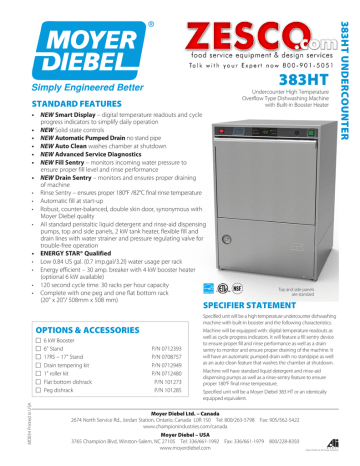 Moyer Diebel 383HT Undercounter Dishwasher | Manualzz