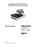 Felker TM-75 Operating Instructions And Parts List Manual