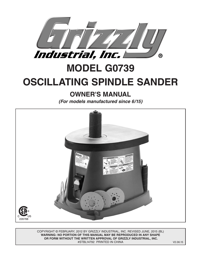 model g0739 oscillating spindle sander Manualzz
