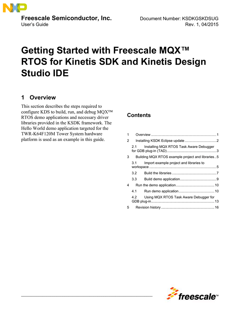 getting started with freescale mqx rtos for kinetis sdk and kds design studio