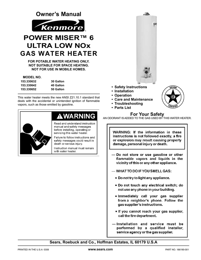 Kenmore POWER MISER 9 153.330970 Owner's Manual | Manualzz