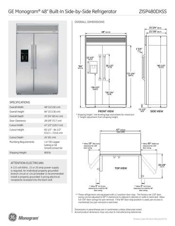 Ge Zisp480dxss Specification Manualzz