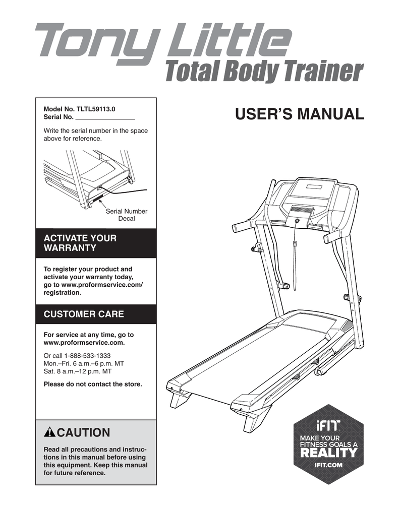 tony little total body trainer treadmill manual