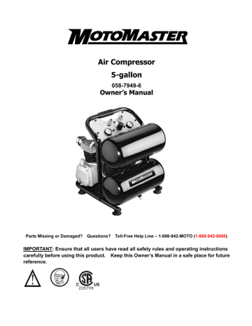 Motomaster 058-7949-6 Air Compressor Owner's Manual | Manualzz