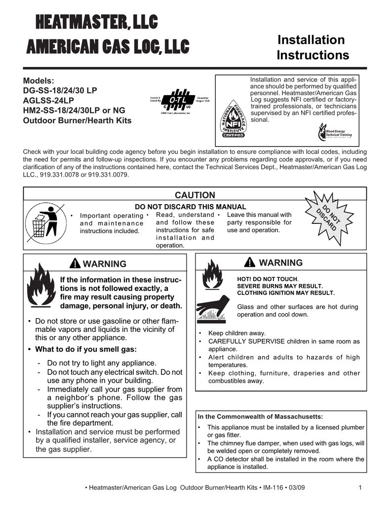 Heatmaster Llc American Gas Log Llc Manualzz