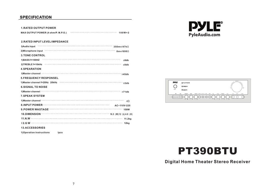 PT390BTU - Pyle USA | Manualzz