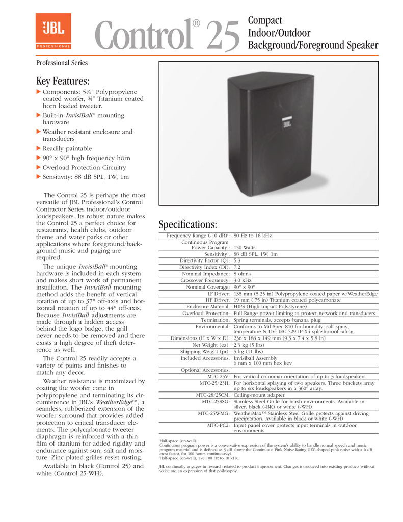 jbl professional control 25