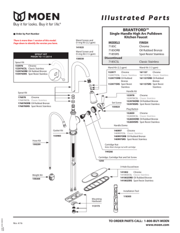 Moen | 7185CSL | 7185C | 7185ORB | 7185SRS | User manual | Illustrated ...