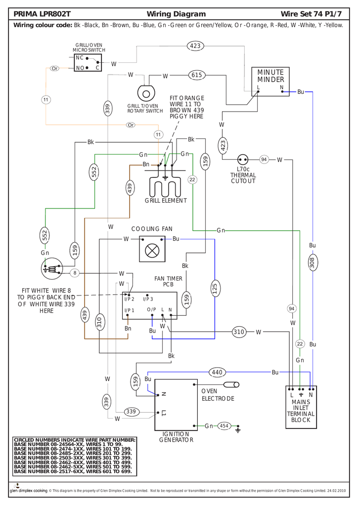 wiring diagram prima lpr802t wire set 74 p1/7  manualzz