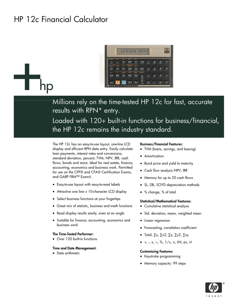 Hp 12c Financial Calculator Data Manualzz