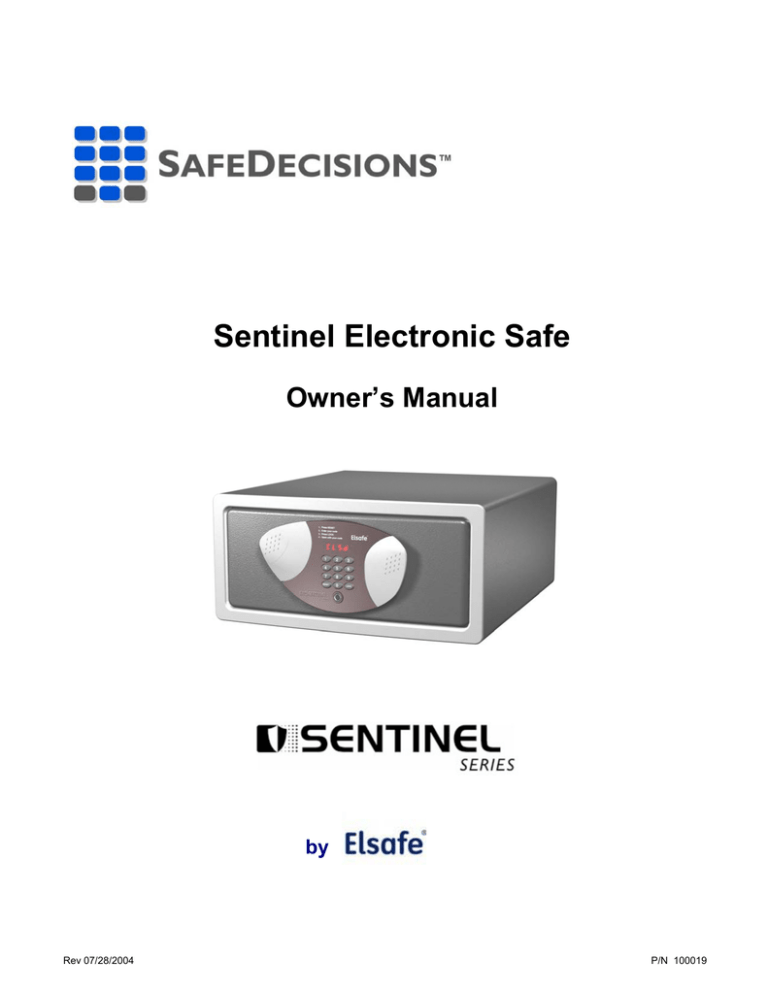 Sentinel Electronic Safe Manualzz