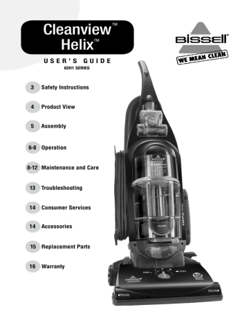 Bissell 82H1 Series Cleanview Helix Owner Manual | Manualzz