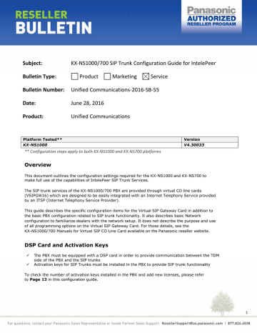 Panasonic KX-NS1000/700 Configuration Guide | Manualzz