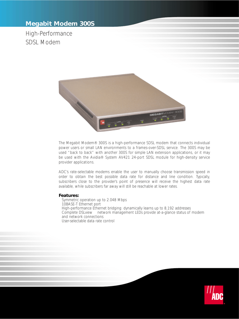 Megabit Modem 300s High Performance Sdsl Modem Manualzz