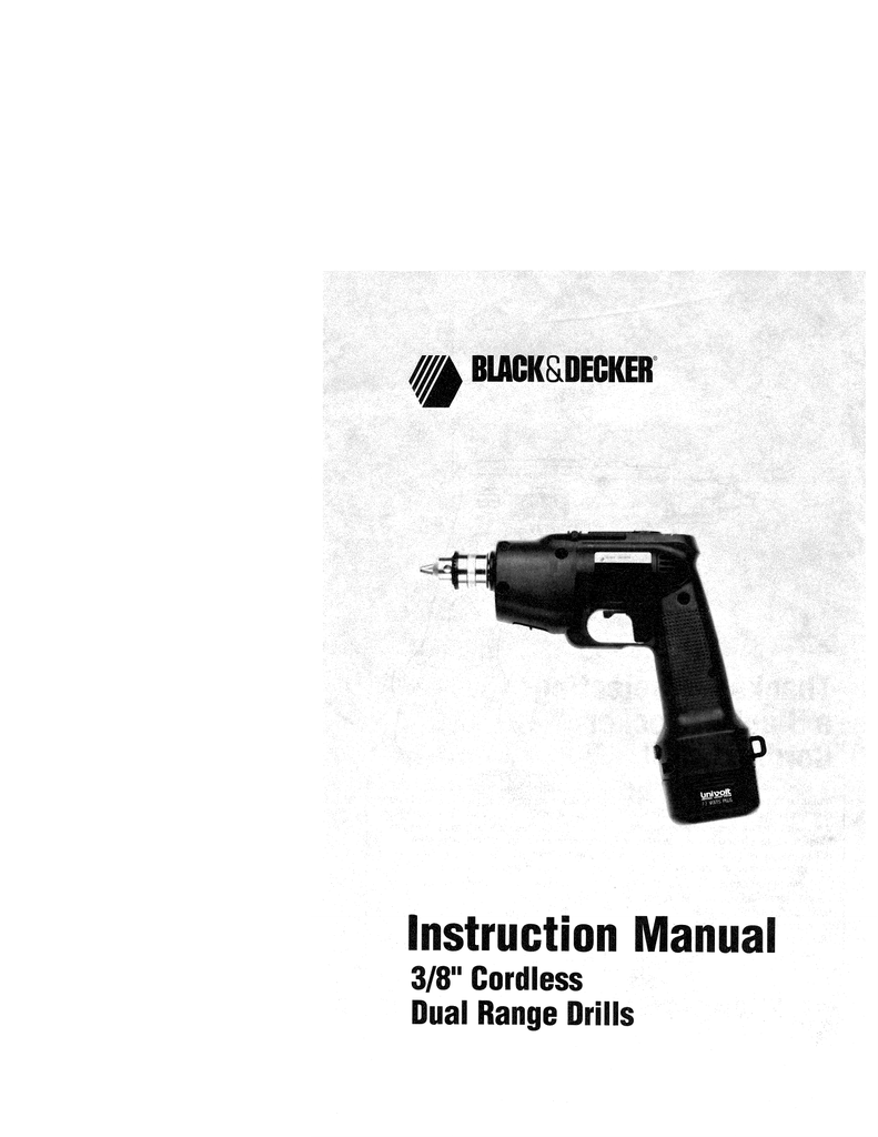 BLACK DECKER 1963 CORDLESS DRILL Instruction Manual Manualzz