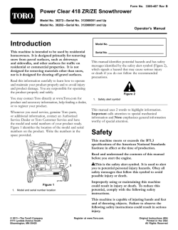 Toro Power Clear 418 ZR Snowthrower - User manual