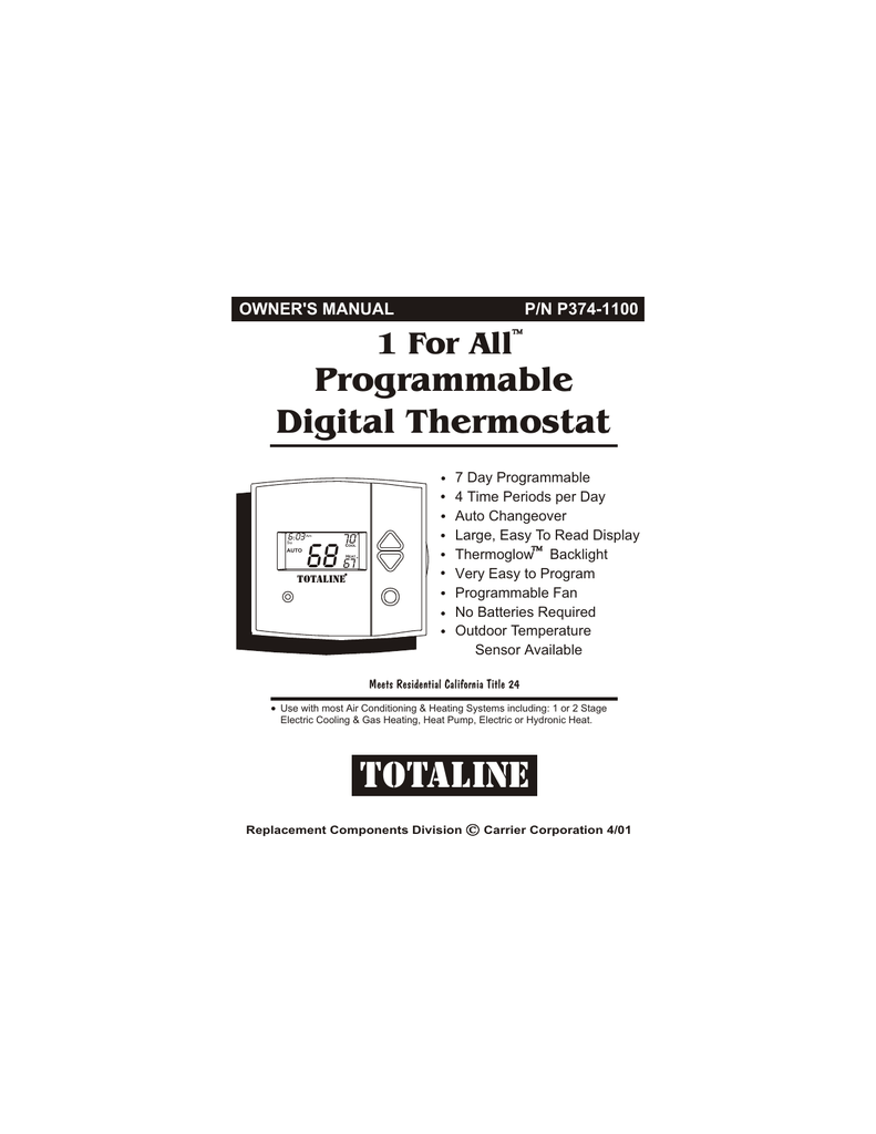 P374 1100 1 For All Programmable Digital Thermostat Manualzz