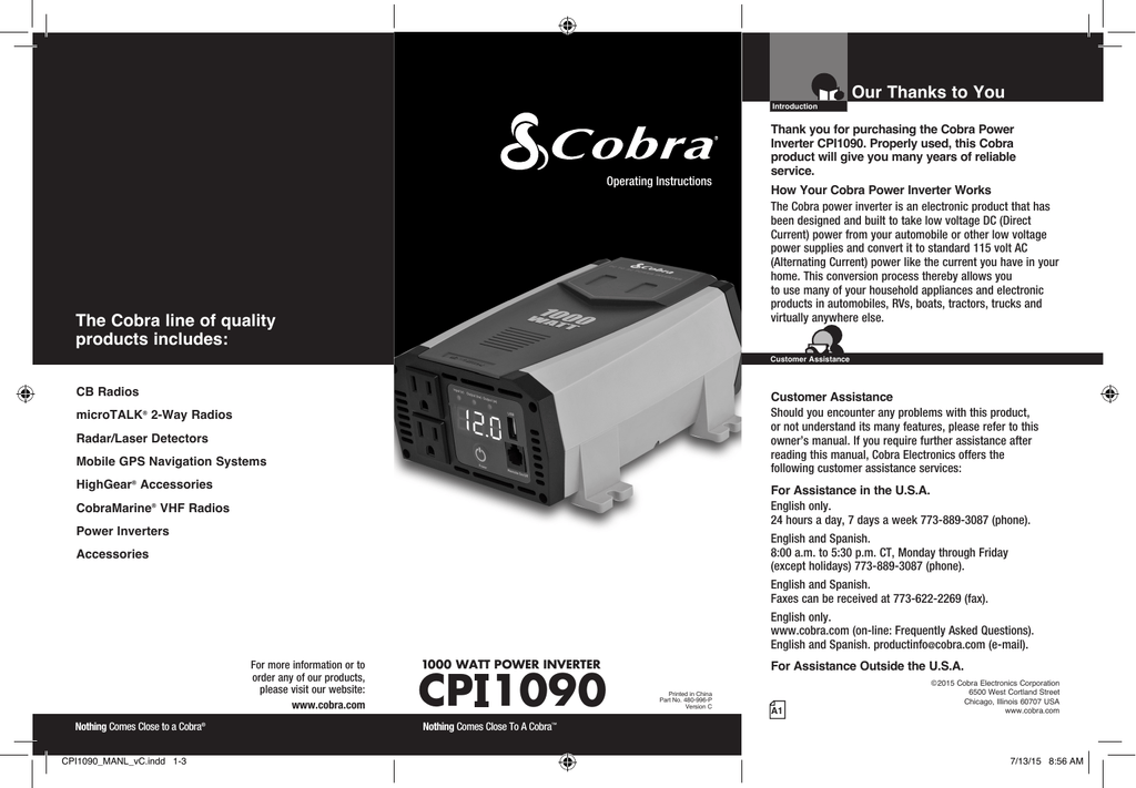 Cobra CPIA20 Remote Switch for Cobra Inverters