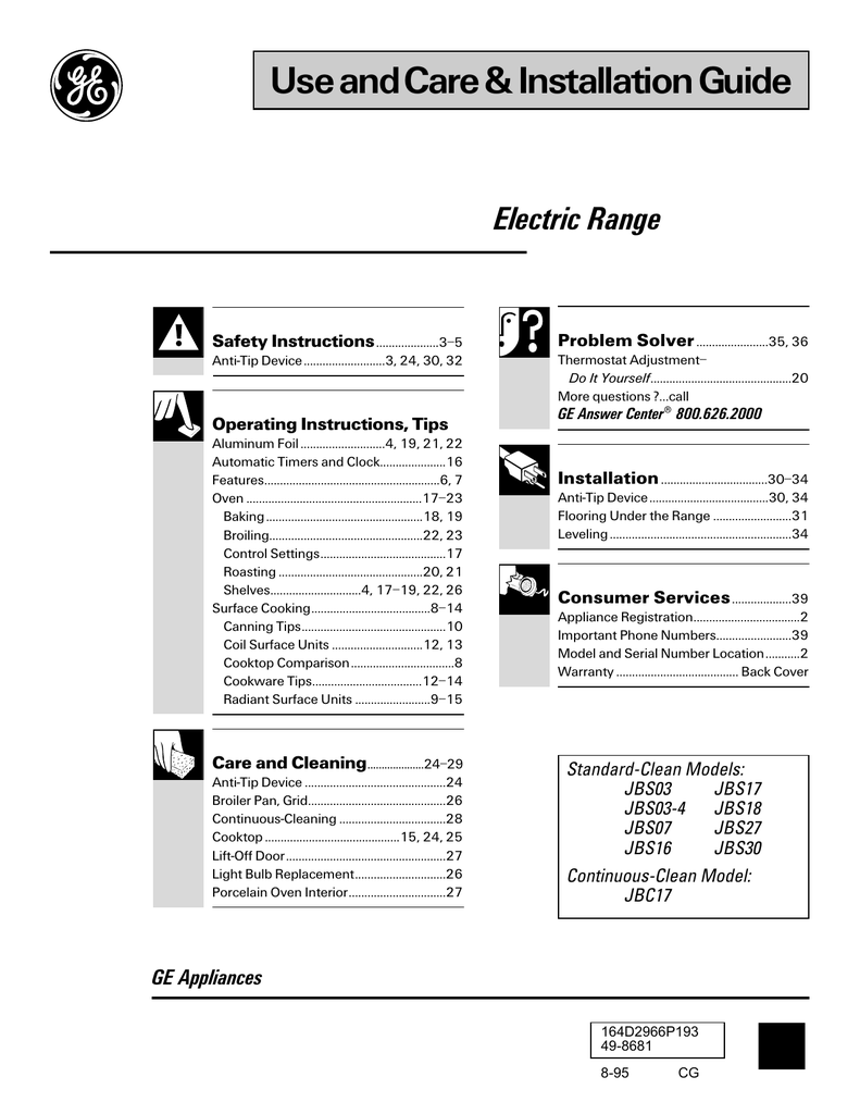 GE Electric Range Manualzz