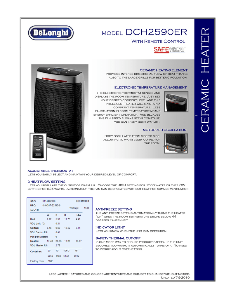 Delonghi Dch2590er Quick Specs Manualzz