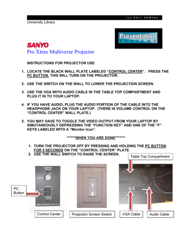 sanyo pro xtrax multiverse projector menu