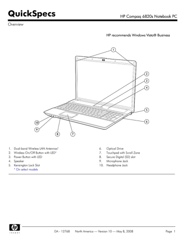 HP (Hewlett-Packard) 6820s Laptop User manual | Manualzz
