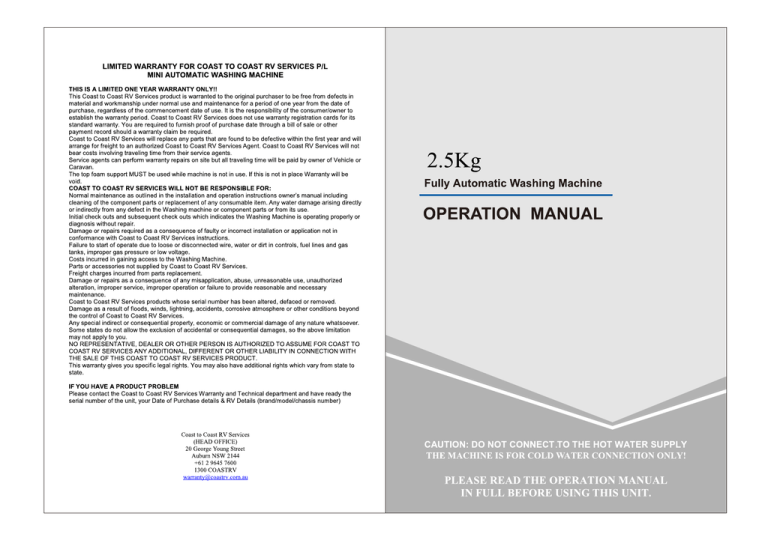 Sphere 2.5kg washing machine user manual Manualzz