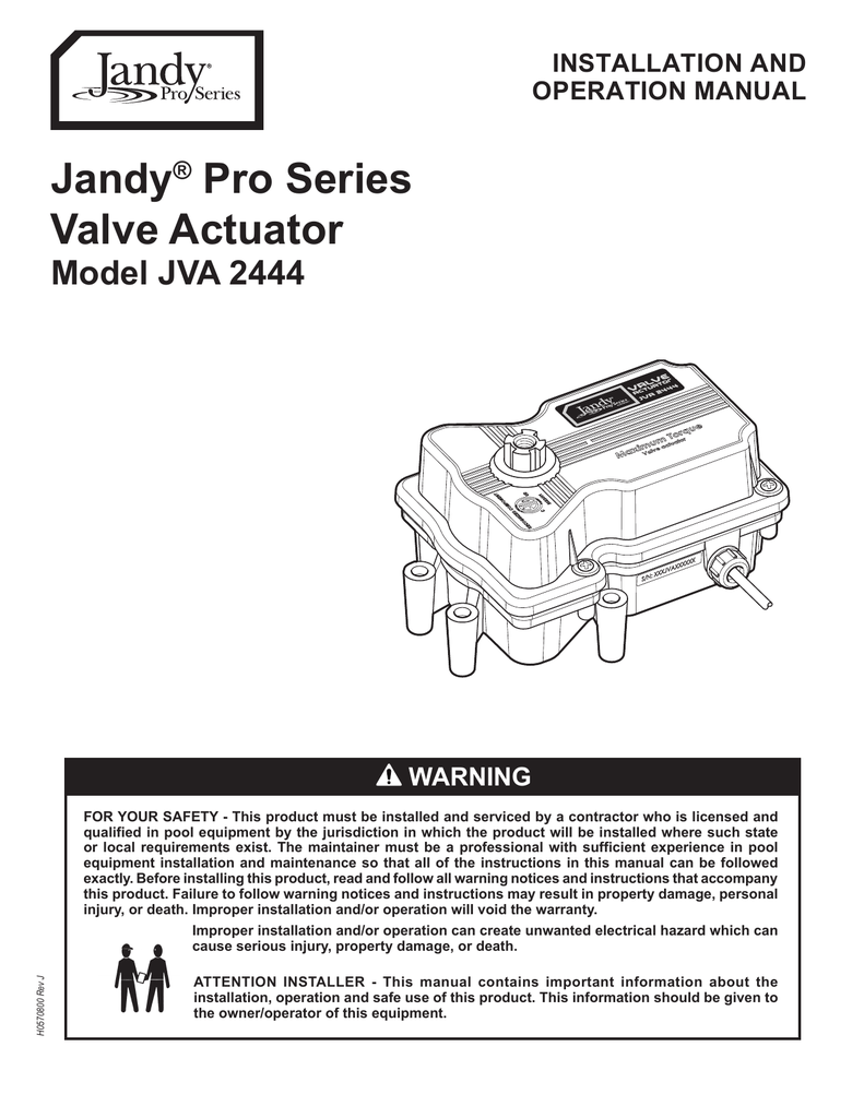 Jandy JVA 2444 Pro Series Installation and Operation Manual Manualzz
