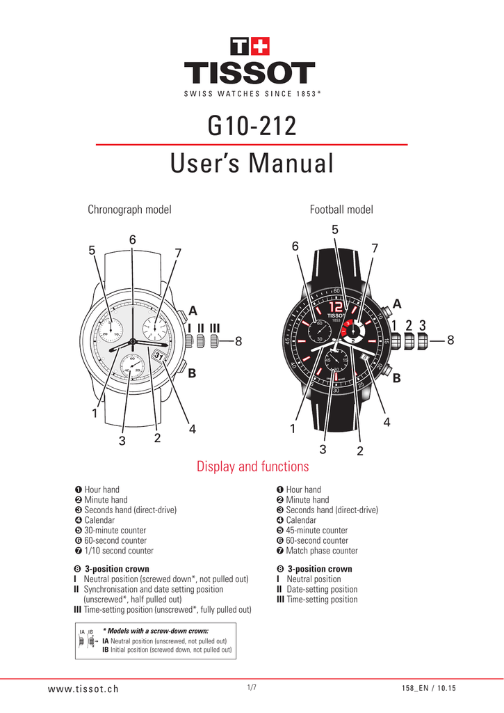 Tissot T1166173705100 Mens Watch User manual Manualzz