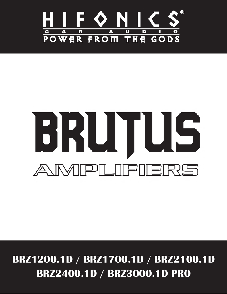 Hifonics Brutus BRZ Amplifier Owner Manual | Manualzz