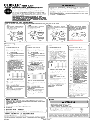 How To Program Chamberlain Klik2u Clicker Universal Garage Door Keypad ...