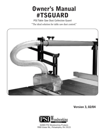 Owner S Manual Tsguard Manualzz, Psi Table Saw Dust Collection Guard