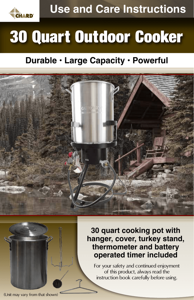 CHARD 30-Qt. Aluminum Turkey Fryer Package with Thermometer