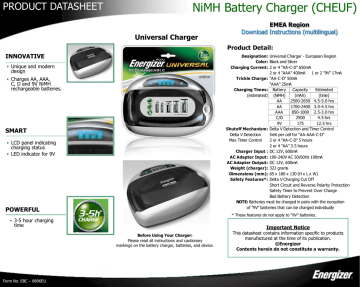 Spreek luid onderwijzen analyse Energizer NiMH Battery Charger (CHEUF) | Manualzz
